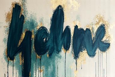 Opera d'arte calligrafica astratta con inchiostro