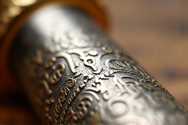 Calligrafia finemente incisa su un oggetto